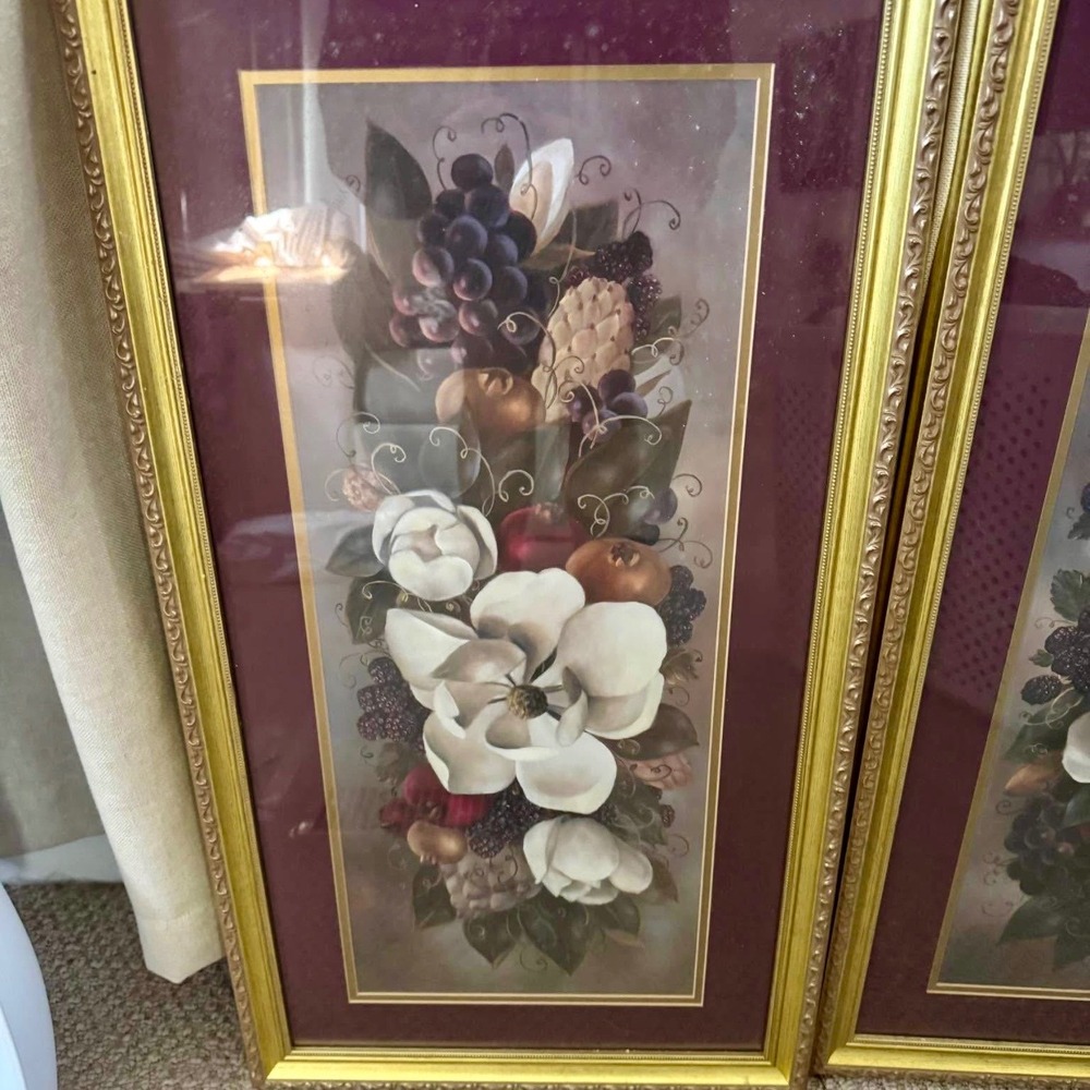 Vtg Set Glynda Turley Framed Art Prints Southern Tradition I & III Floral 1994